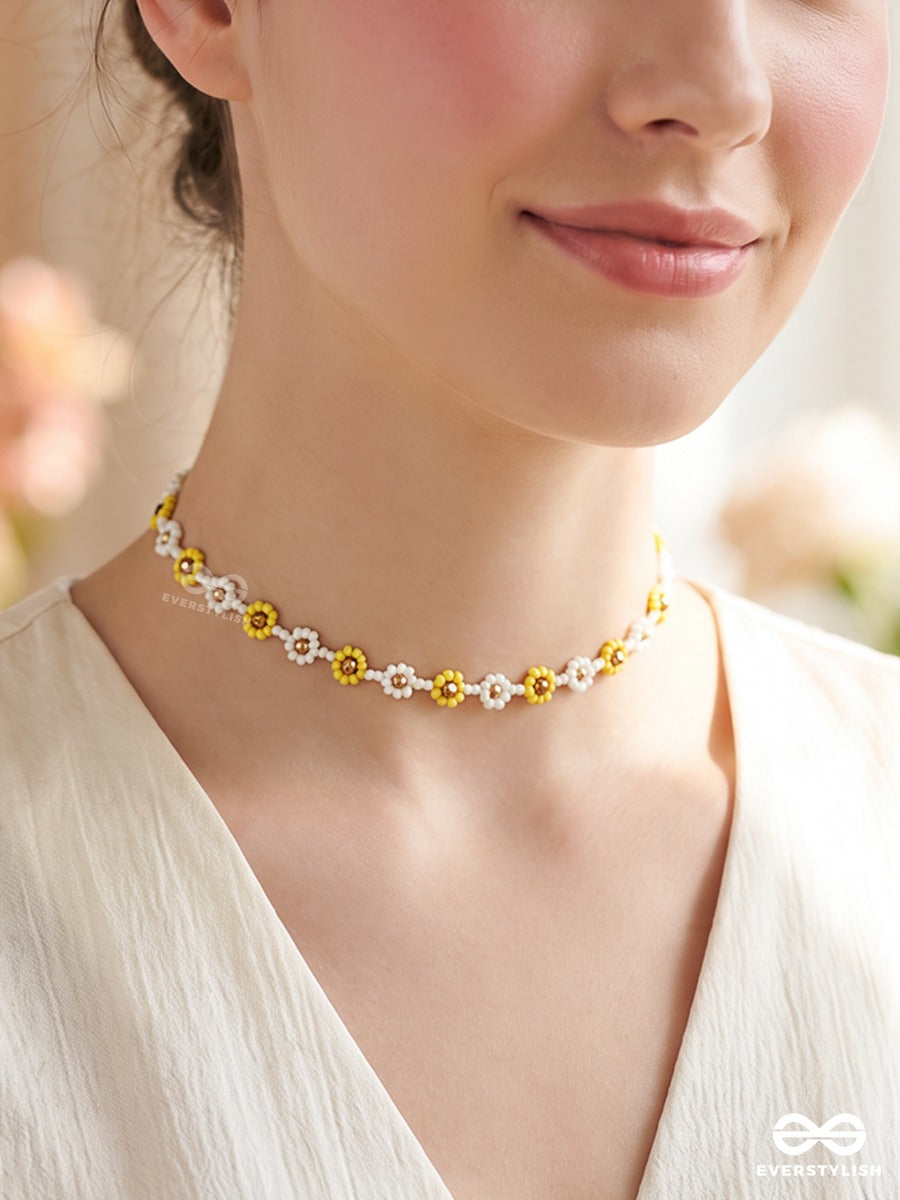 Butterbloom – Delicate Yellow Floral Choker With Dainty Gold-Tone Accents