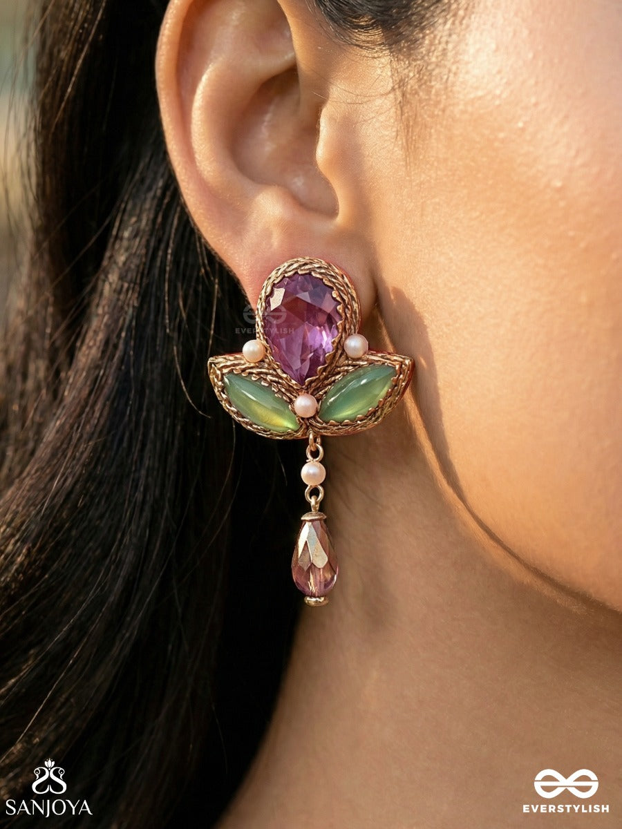 Aabharan - The Royal Ornament - Stones, Beads, Glass And Pearl Drop Embroidered Earrings With Anti-Tarnish Coating