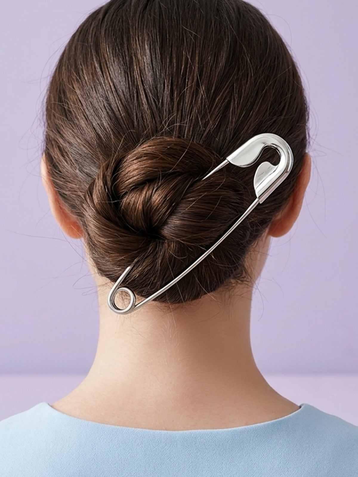 Pinned Up - Silver-Tone Safety Pin Hair Accessory