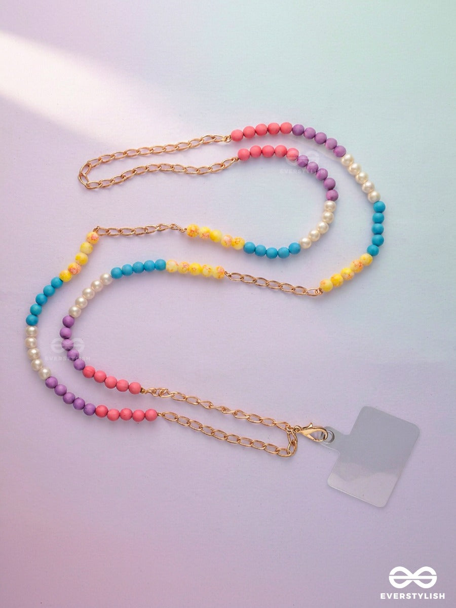 Candy Connect – Multicolour Beaded Phone Sling With Gold-Tone Chain