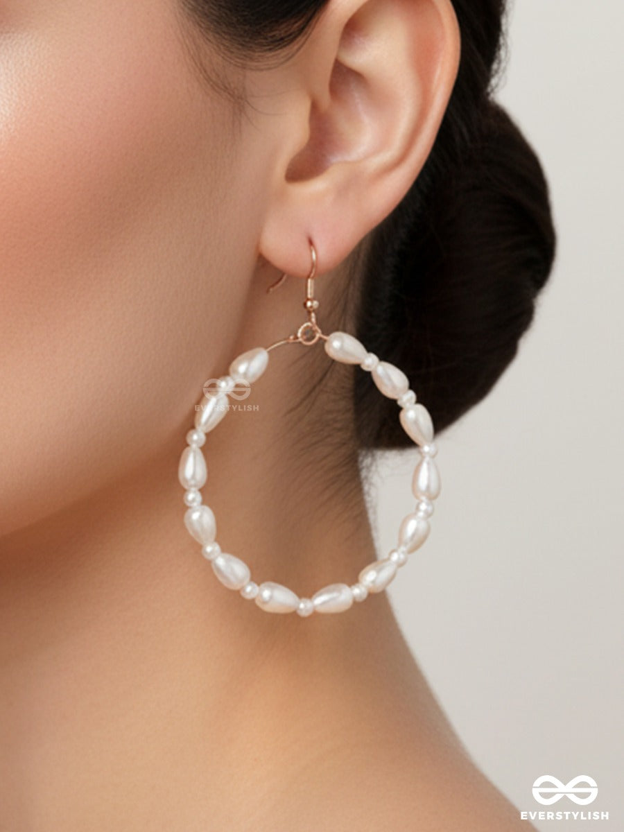 Pearl Eclipse – Elegant Pearl Beaded Hoop Earrings