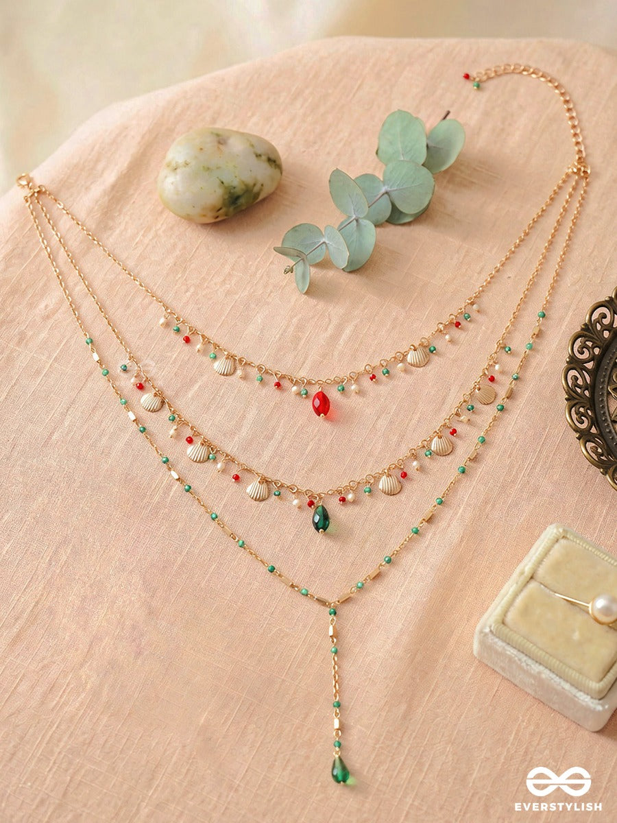 Candy Constellation – Triple-Layered Gold-Tone Necklace With Multicolour Crystal Beads