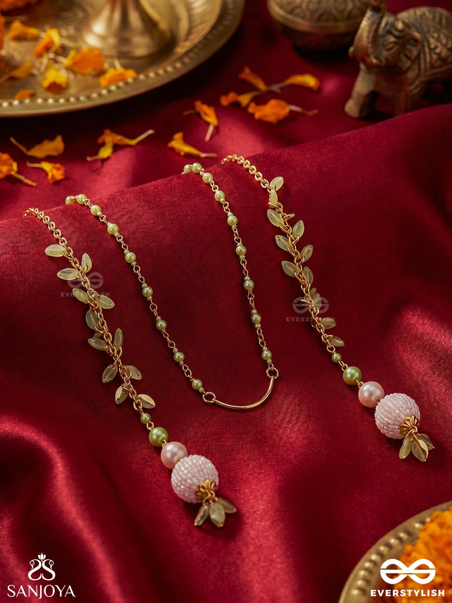 Rosé Whisper – Delicate Face Let With Freshwater Pearls, Floral Links And Blush Bead Drops
