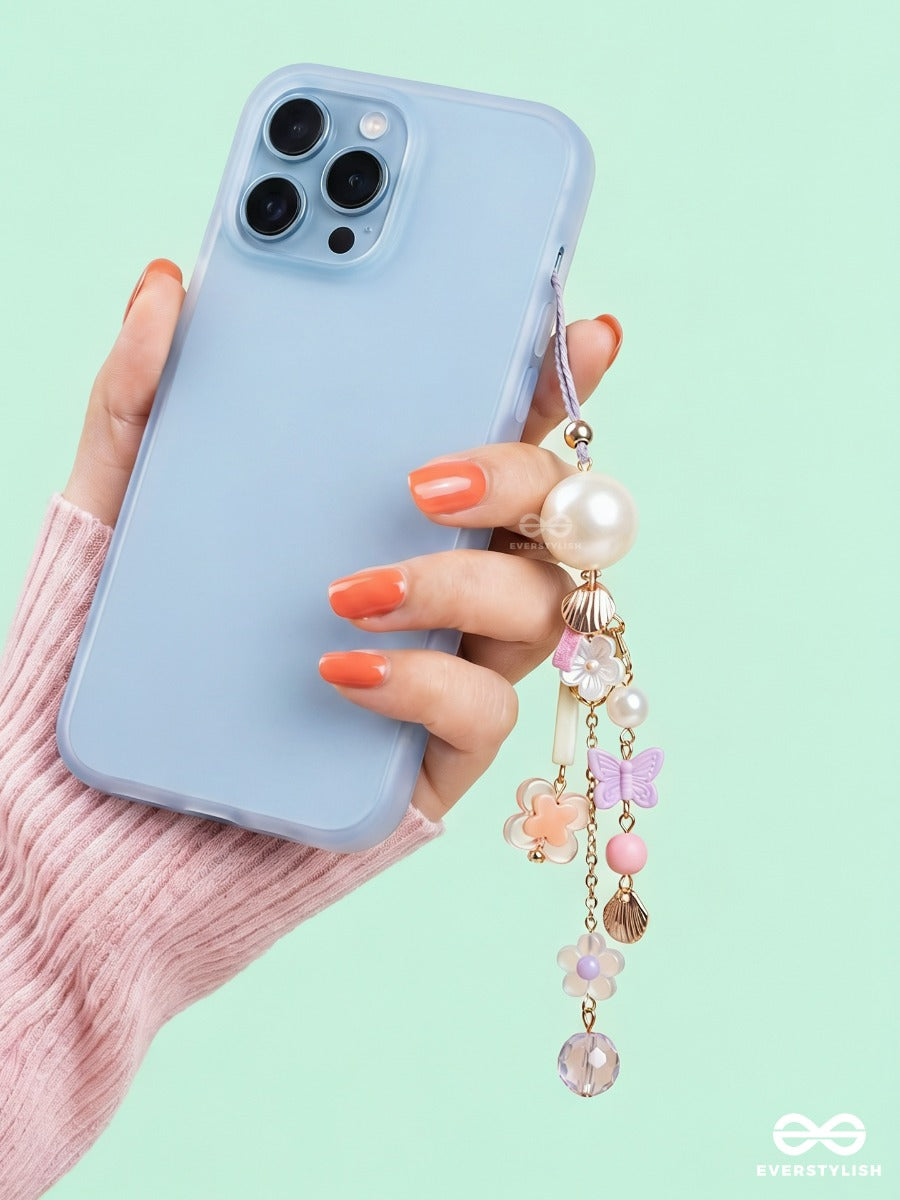 Peachy Keen – Pastel Phone Charm With Flower Details