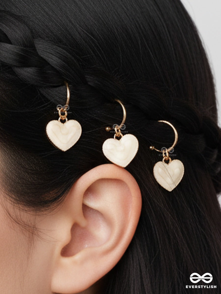 Heartspell – Mini Ivory Heart Hair Accessory Set Of 3 With Gold-Tone Details