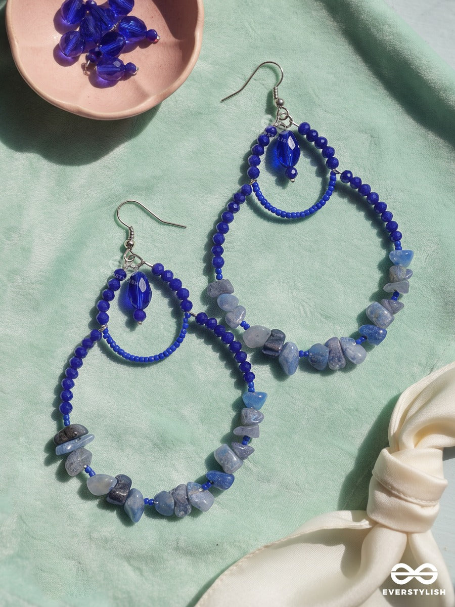 Lapis Breeze – Blue Stone Teardrop Earrings With Cobalt Beads