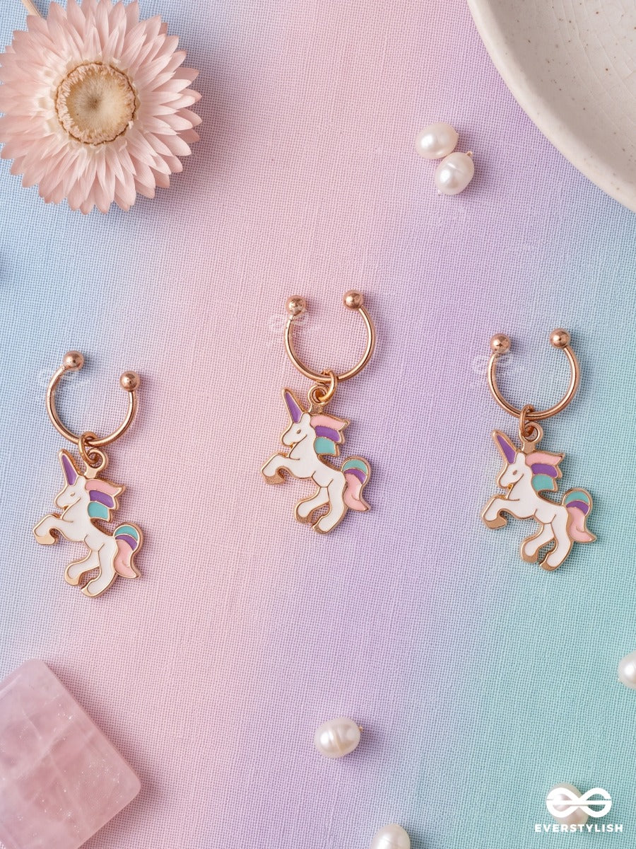 Unicore – Gold-Tone Hair Accessory Set Of 3 With Mini Unicorn Charms