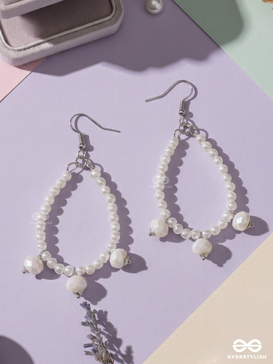 Moon Bloom – Delicate Pearl Hoop Earrings With Faceted Bead Accents