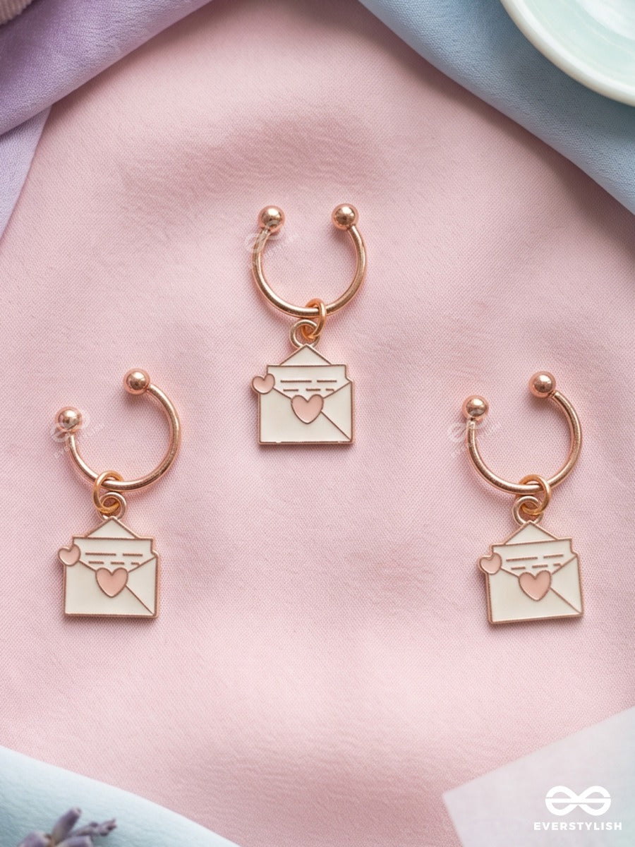 Love Note – Love Letter Hair Cuff Set Of 3 With Enamel Envelope Charms