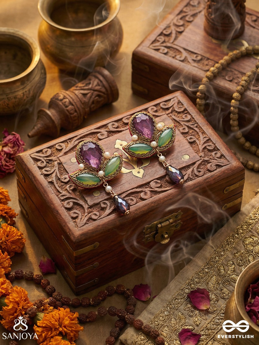 Aabharan - The Royal Ornament - Stones, Beads, Glass And Pearl Drop Embroidered Earrings With Anti-Tarnish Coating