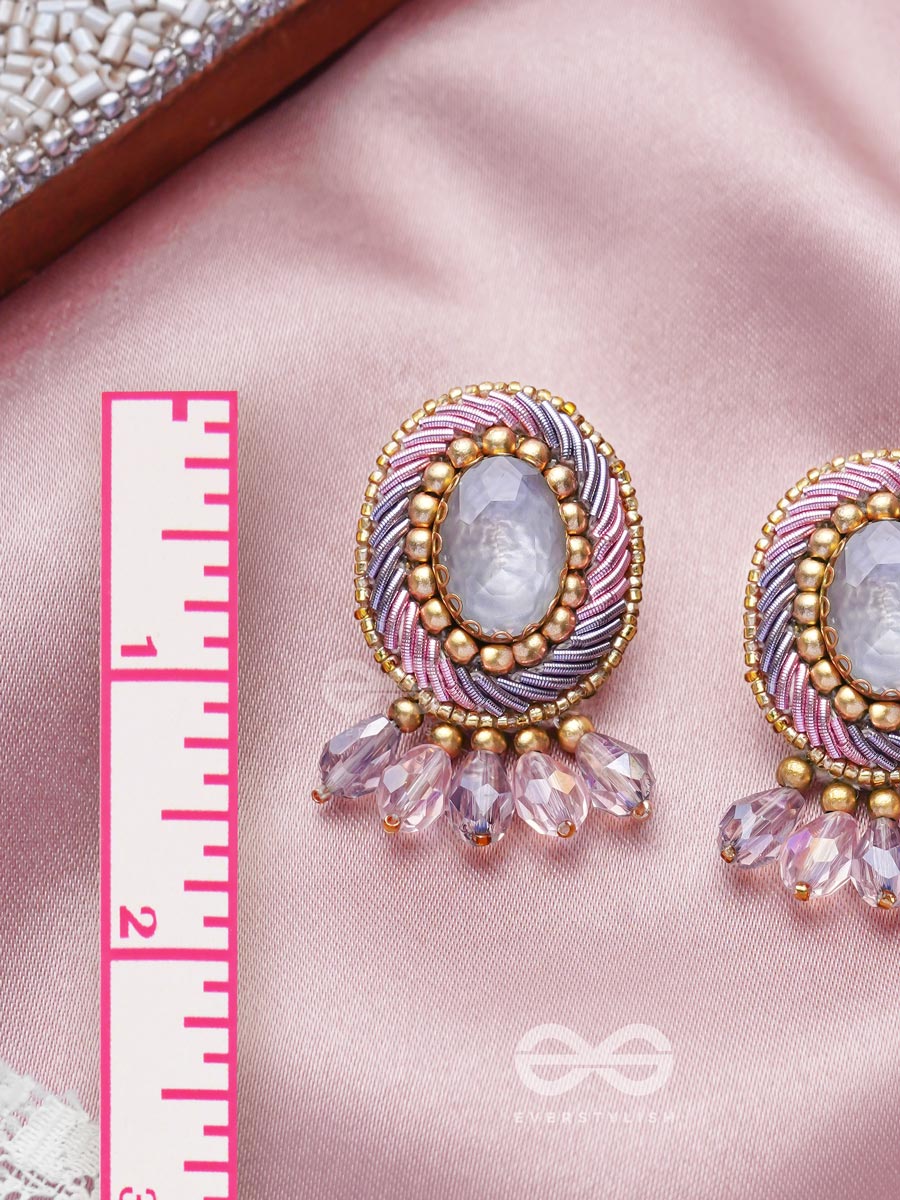 Arkasman- The Crystal Ball- Stones And Beads Embroidered Earrings