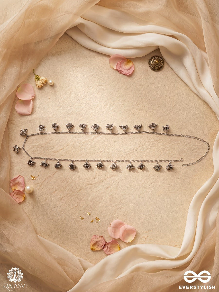 Latakshi – Oxidised Waist Chain With Dainty Floral Charms