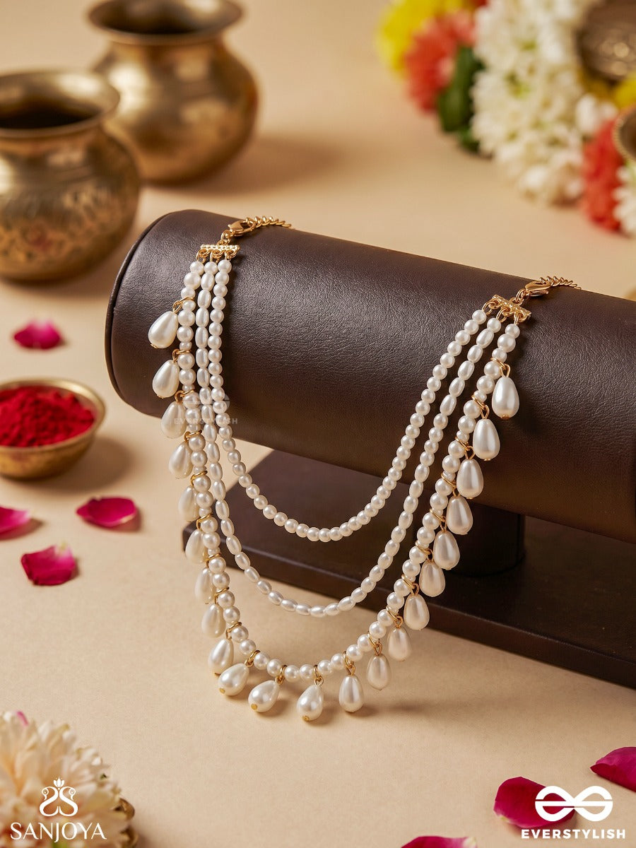 Zulfehra – Adornment Of Tresses – Versatile Body Jewellery That Styles As A Necklace Or Shoulder Chain With Flowing Pearl Strands