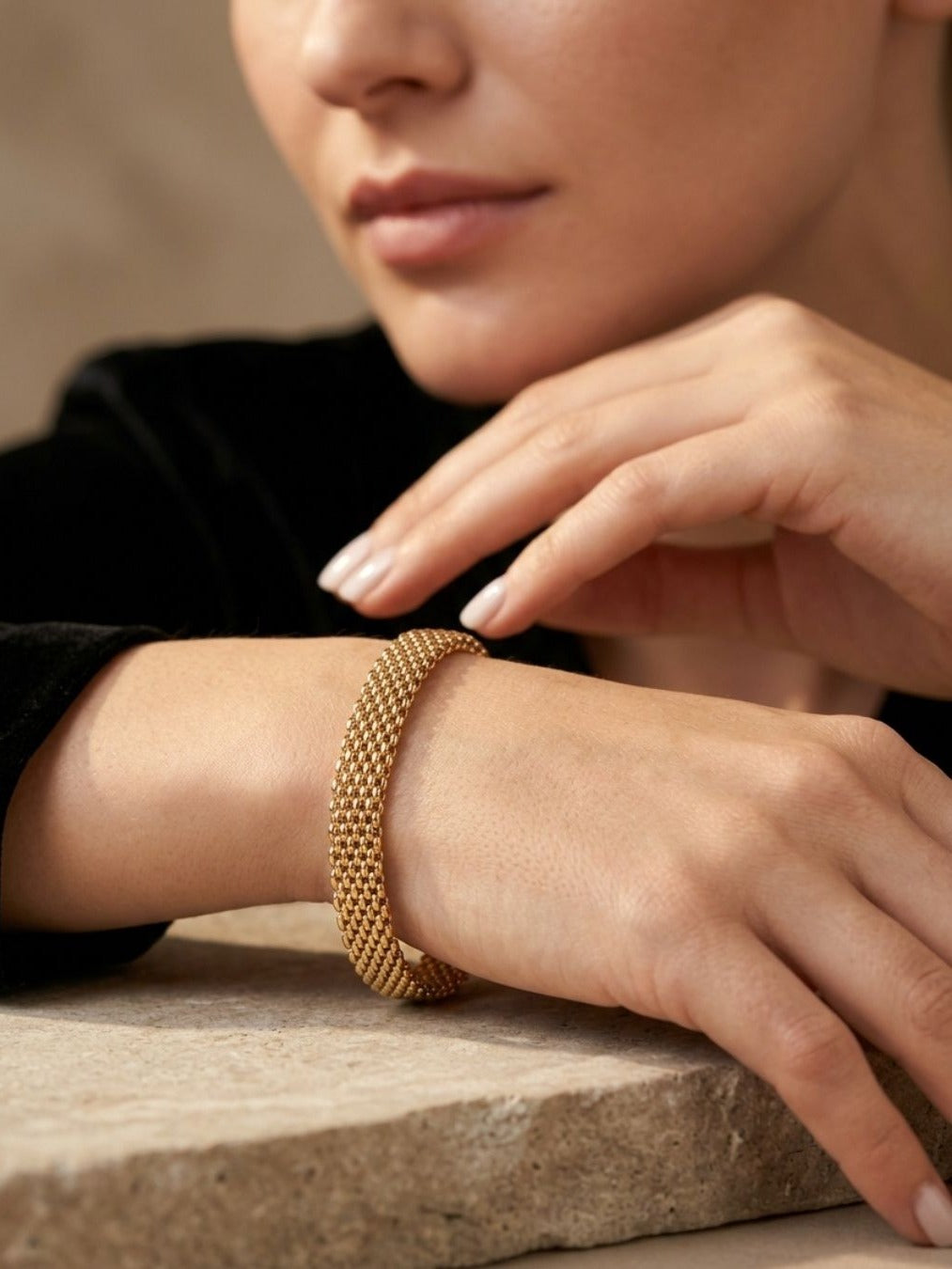 Goldwave - Golden-Tone Mesh Chain Bracelet