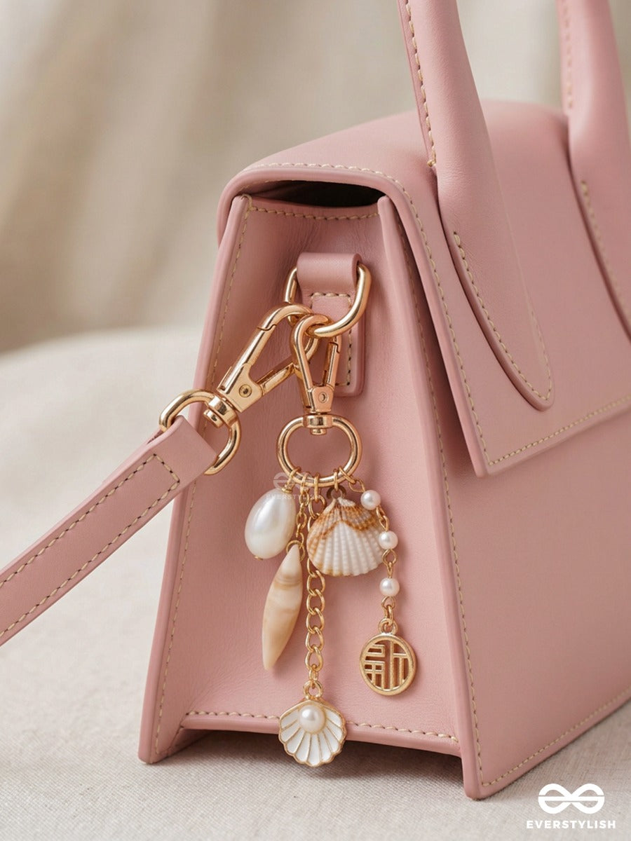 Seas The Day –  Coastal Bag Charm With Shell Details And Pearl Accents