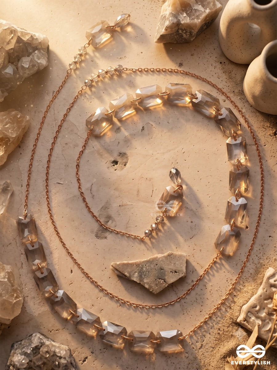 Ice Shimmer – Multiway Chain With Faceted Clear Crystal Beads That Can Be Styled As Necklace; Scarf-Style Necklace; Waist Chain; Knot Necklace