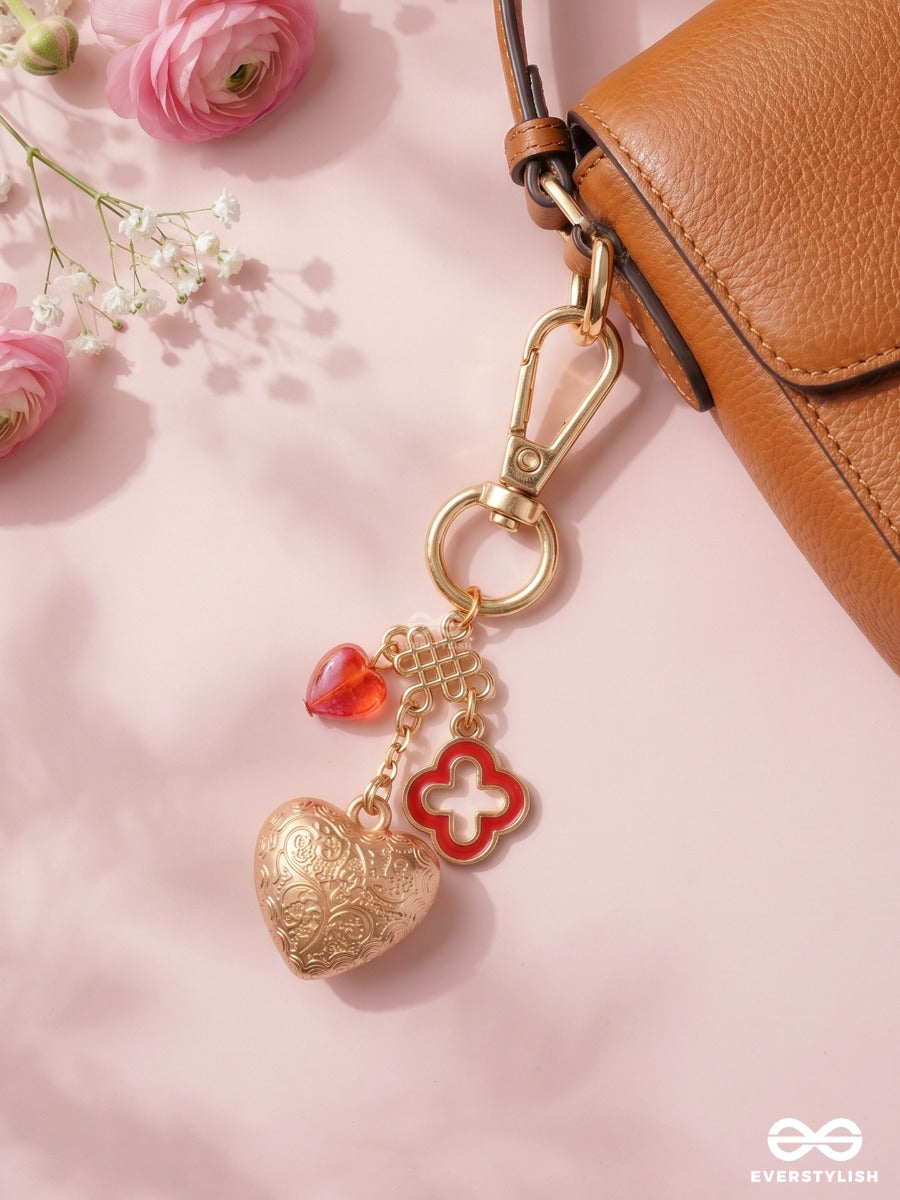 Love Token – Cute Bag Charm With Heart And Floral Accents