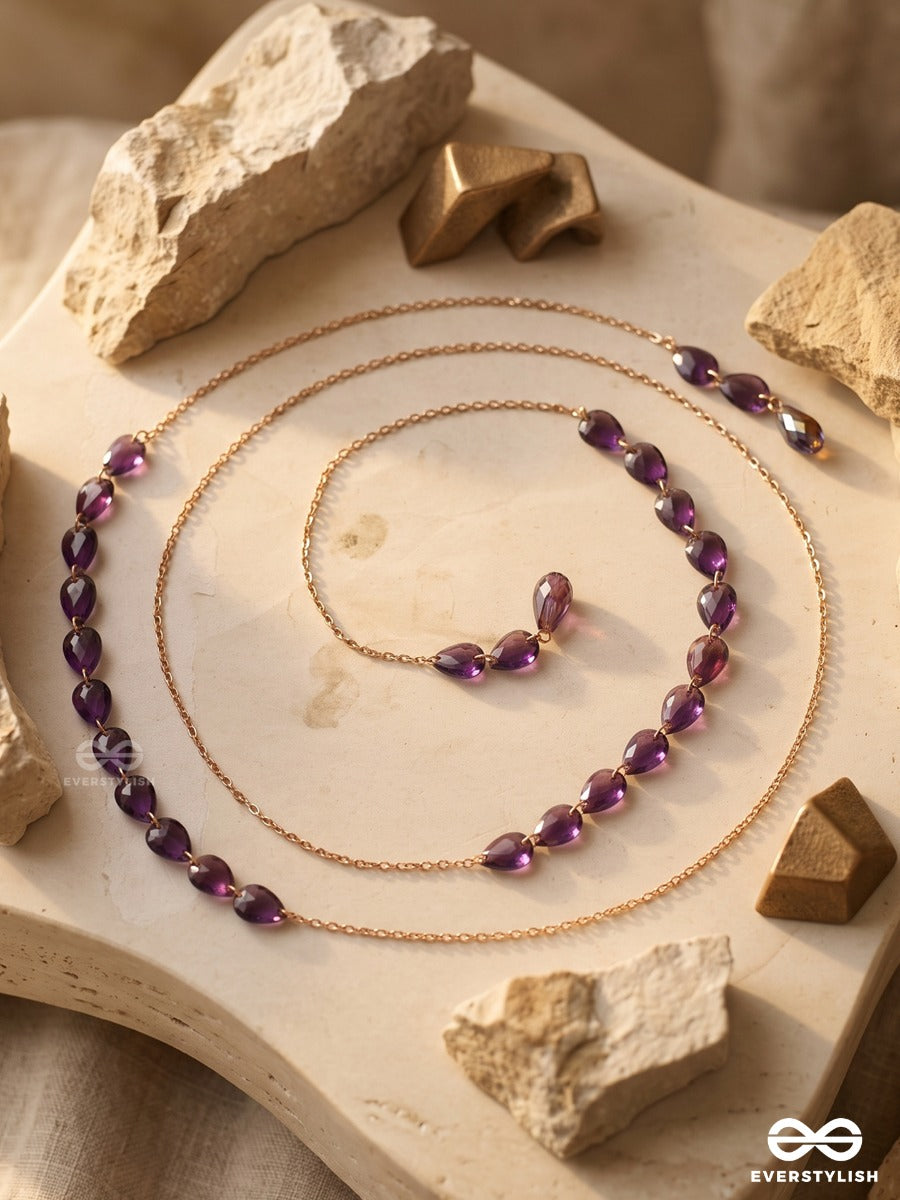 Twilight Gem – Multiway Chain With Faceted Purple Crystal Beads That Can Be Styled As Necklace; Scarf-Style Necklace; Waist Chain; Knot Necklace