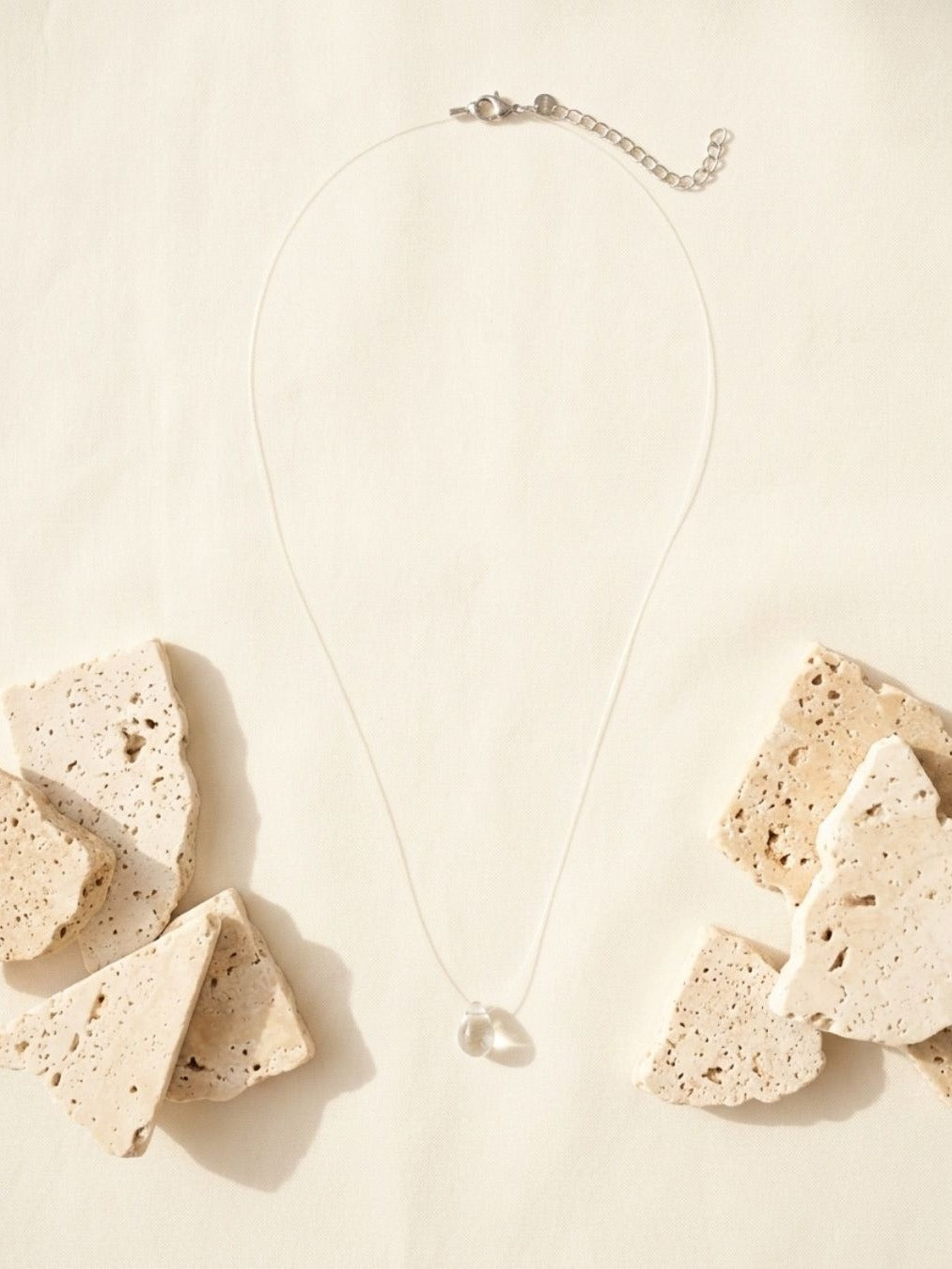 Glass Tear - Minimal Clear Crystal Drop Necklace