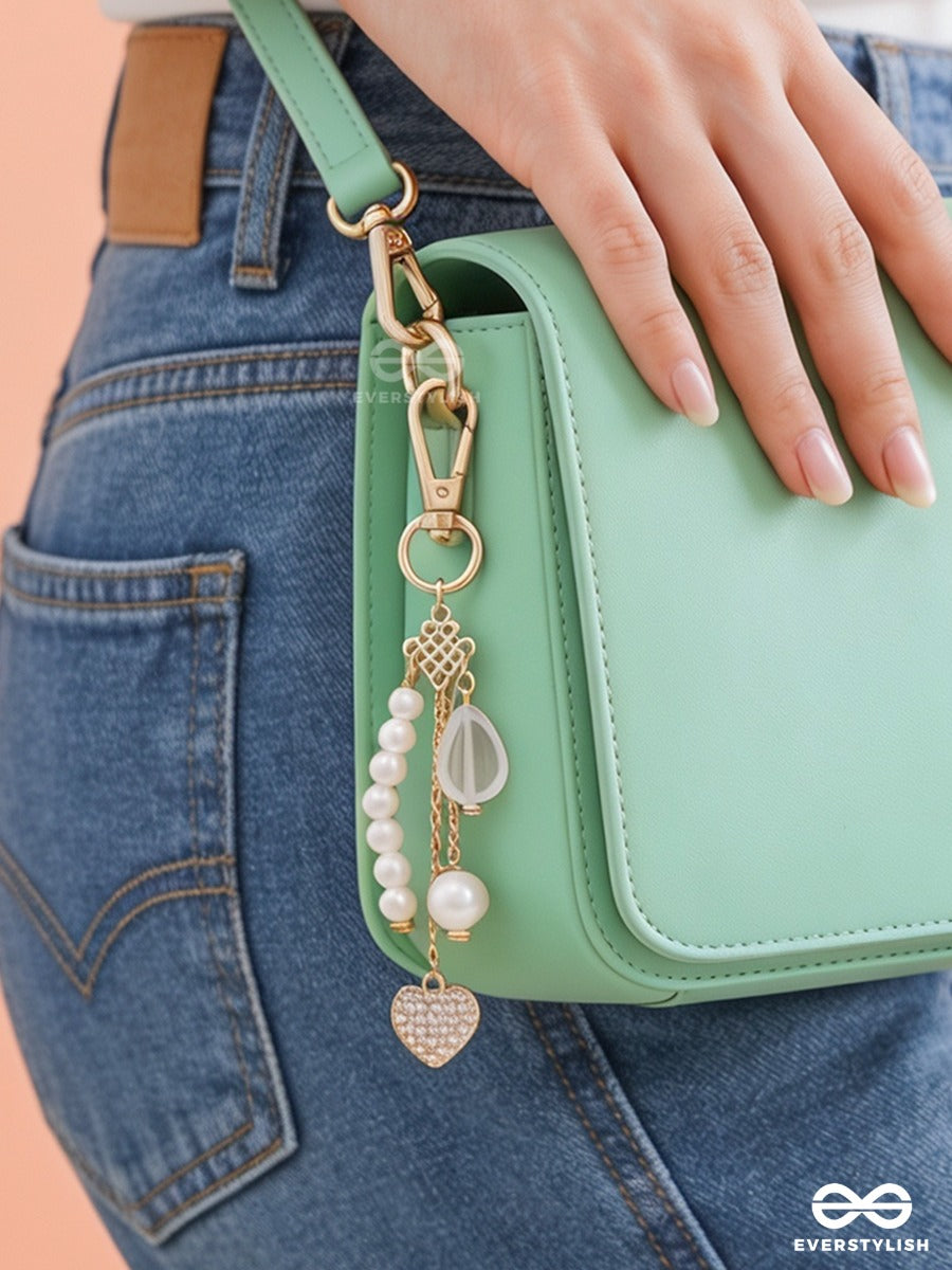 Pearl Perfection – Coquette Bag Charm With Bow Details