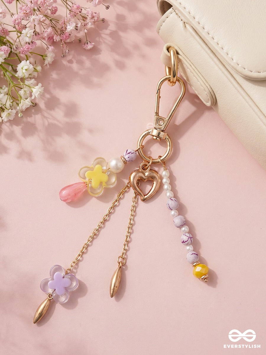 Bloom Pop – Pastel Bag Charm With Floral And Crystal Details