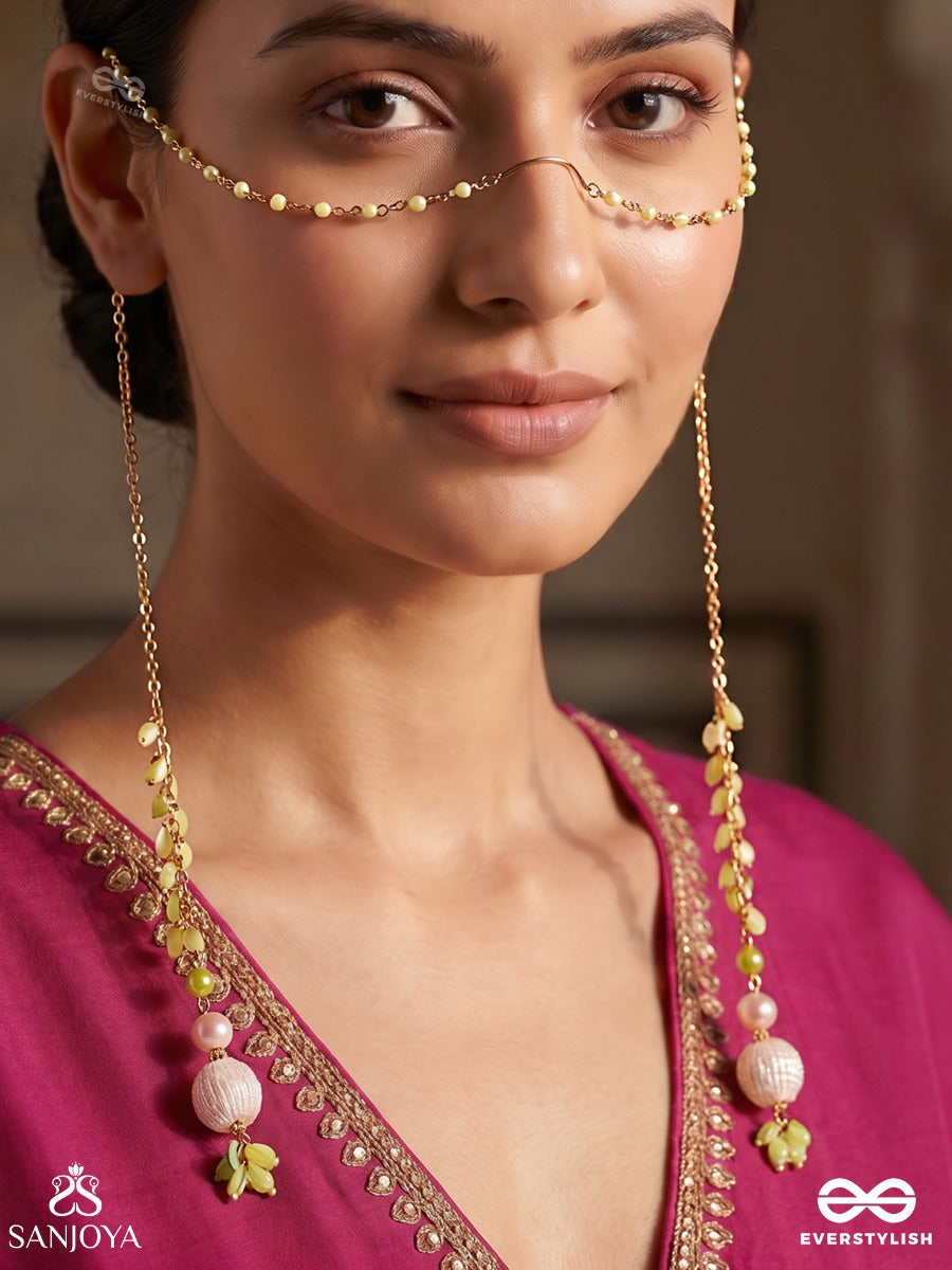 Rosé Whisper – Delicate Face Let With Freshwater Pearls, Floral Links And Blush Bead Drops
