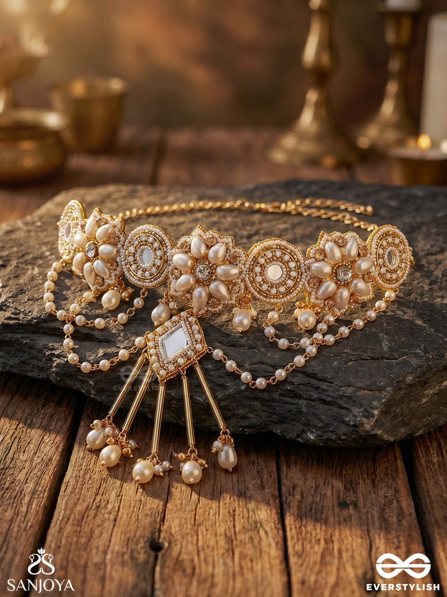 Mehravati – Lady Of Grace – Heritage Necklace With Floral Pearl Clusters, Kundan Medallions And Layered Pearl Chains