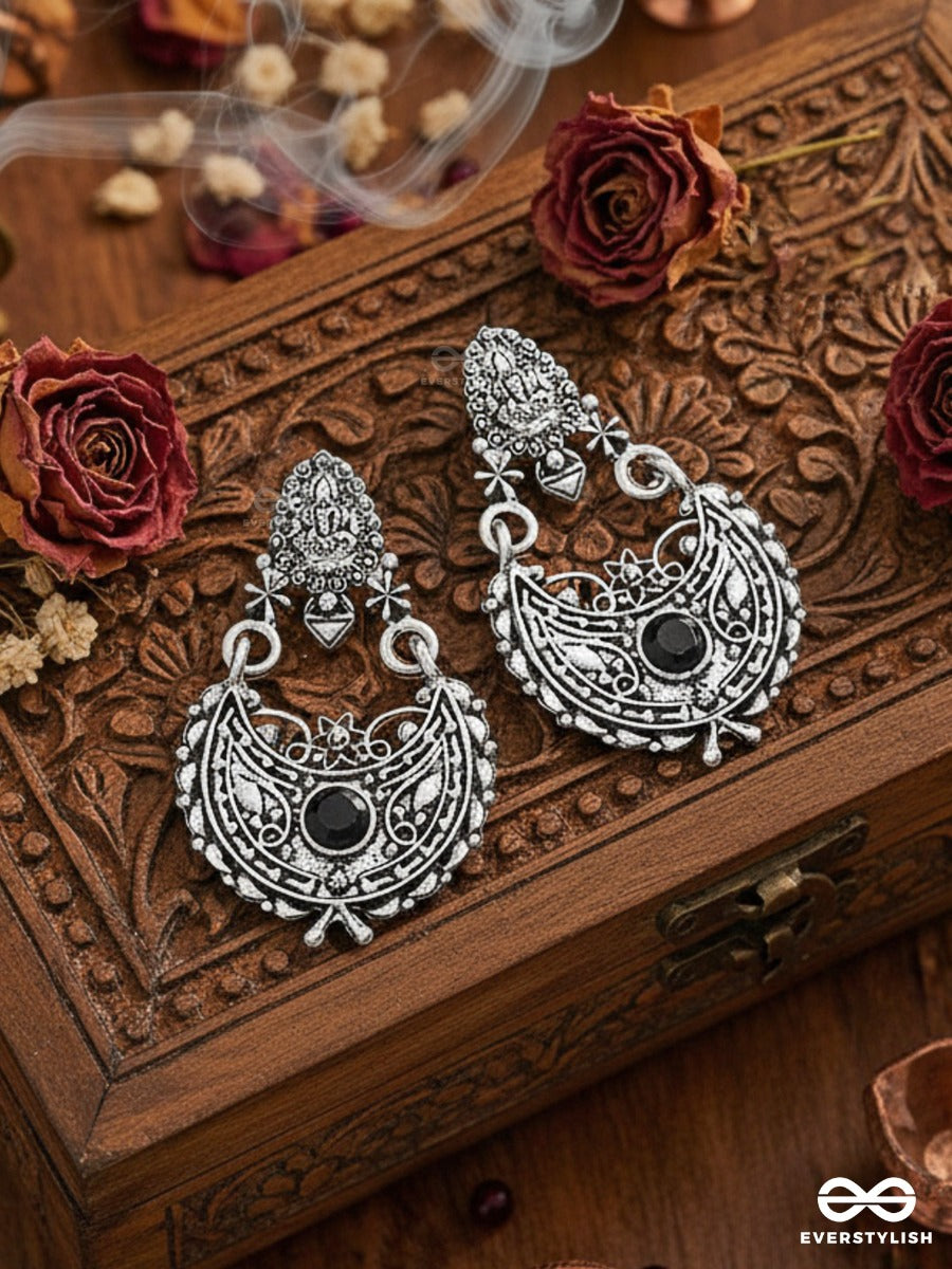 The Godly Artwork Danglers (Onyx Black) - Embellished Oxidised Collection