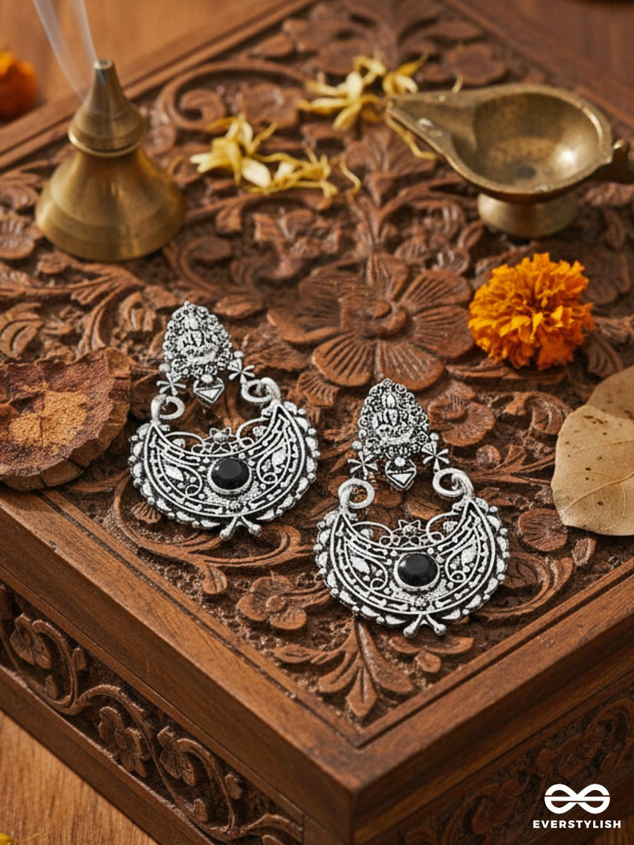 The Godly Artwork Danglers (Onyx Black) - Embellished Oxidised Collection