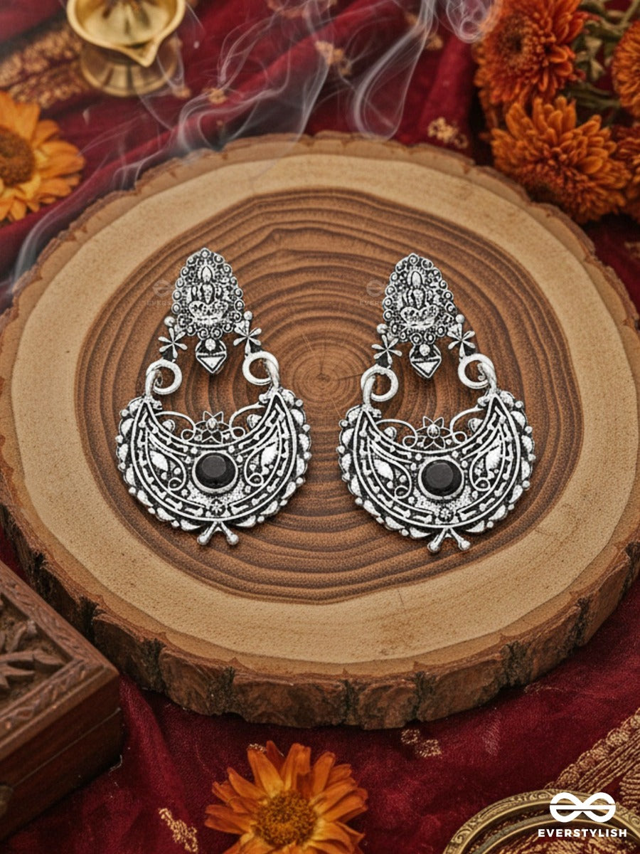 The Godly Artwork Danglers (Onyx Black) - Embellished Oxidised Collection