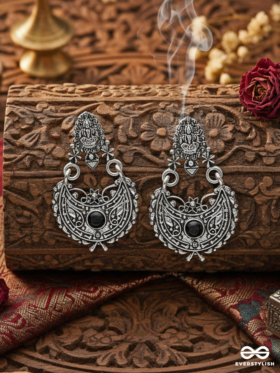 The Godly Artwork Danglers (Onyx Black) - Embellished Oxidised Collection