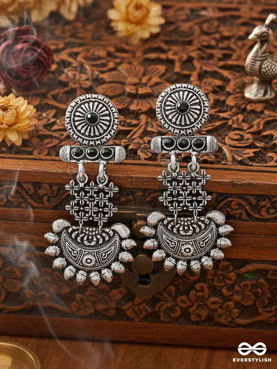 A Bohemian Statement (Onyx Black) - Embellished Oxidised Earrings