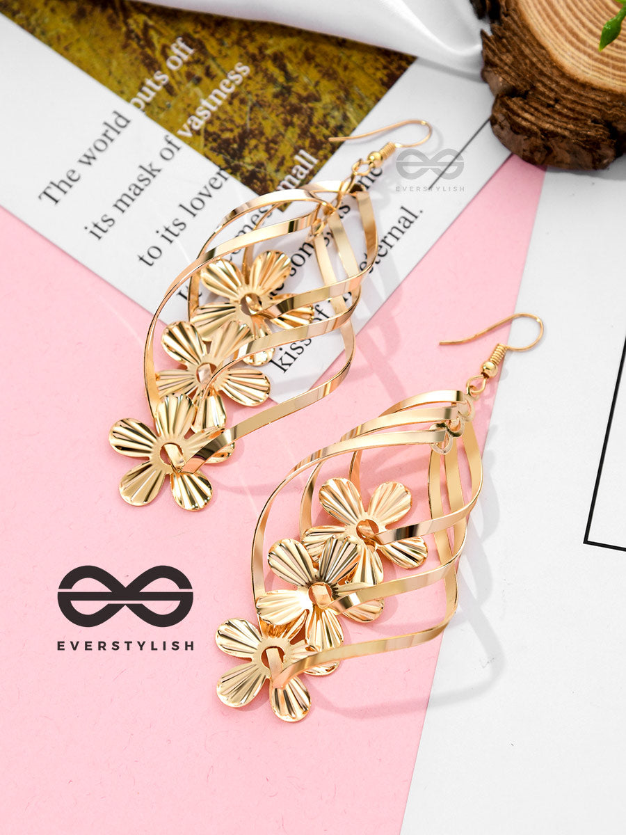 The Golden Intertwined Florals - Casual Daily-Wear Danglers