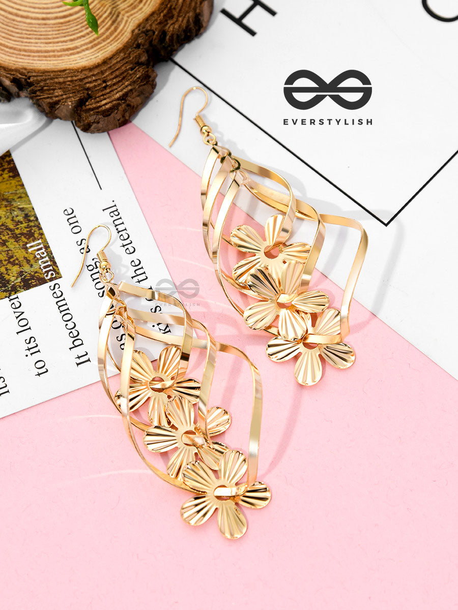The Golden Intertwined Florals - Casual Daily-Wear Danglers