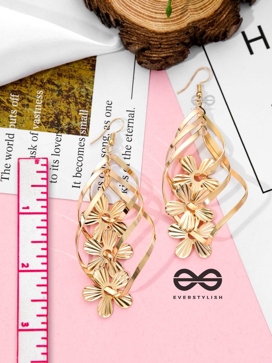The Golden Intertwined Florals - Casual Daily-Wear Danglers