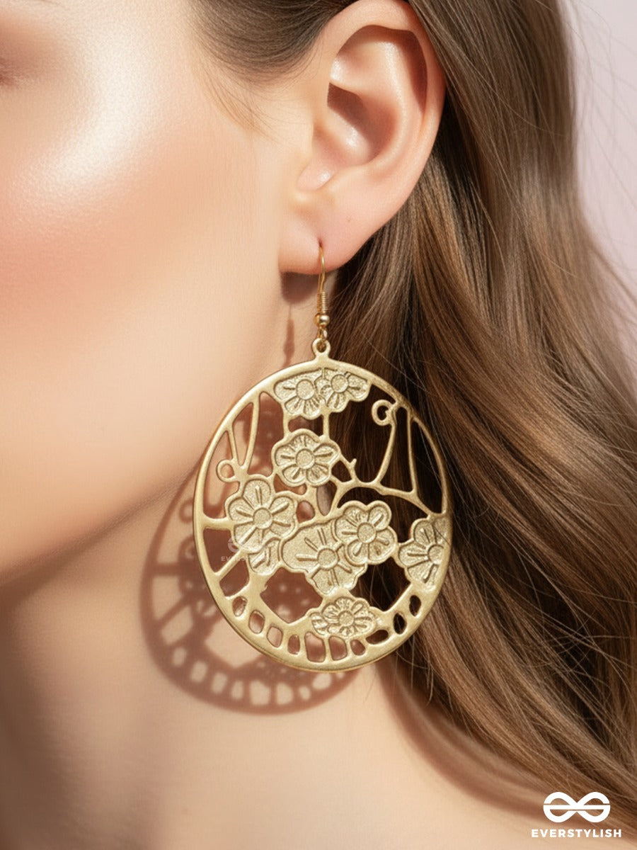 The Cut-Out Floral Artwork - Golden Casual Danglers
