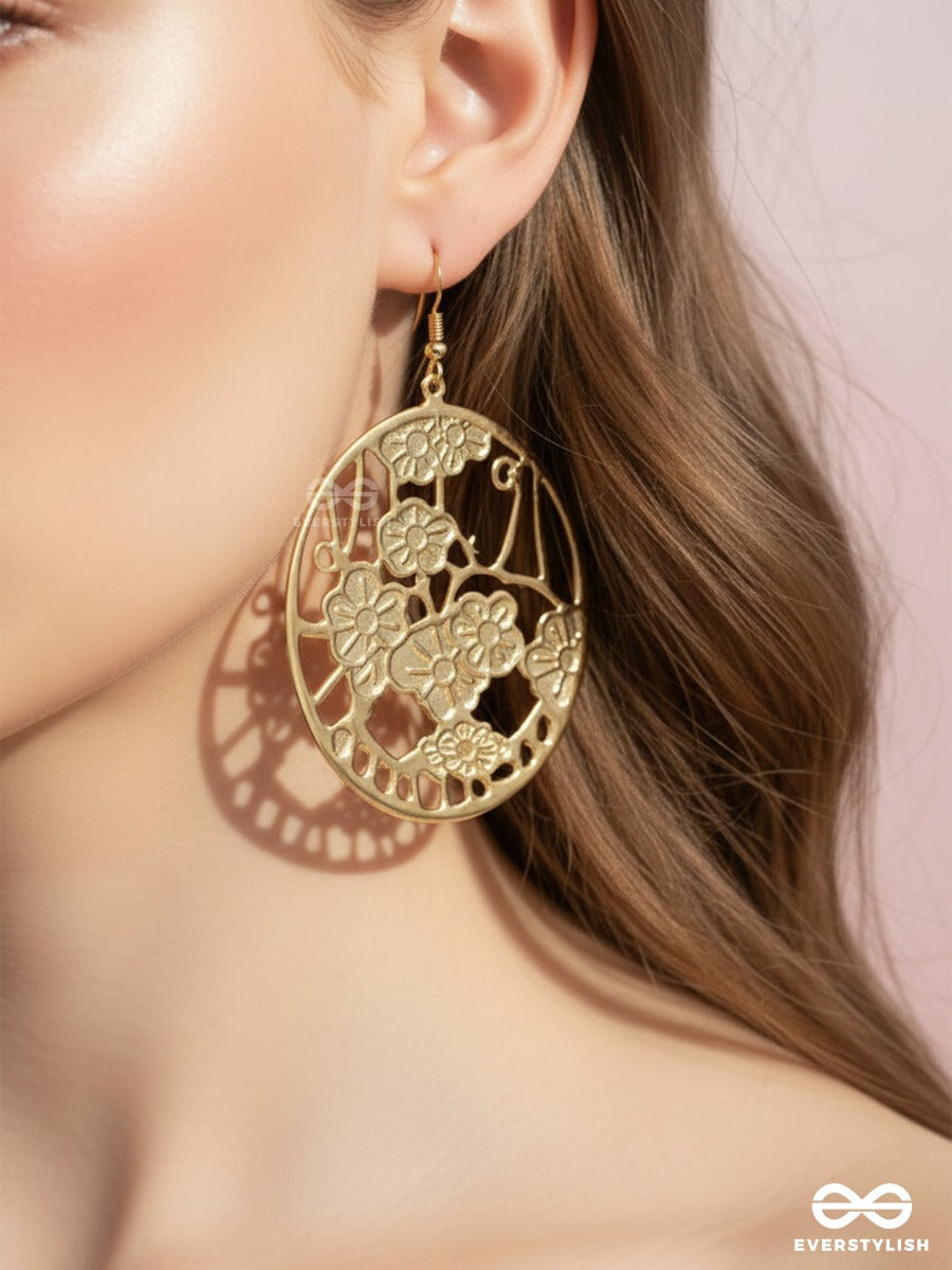The Cut-Out Floral Artwork - Golden Casual Danglers