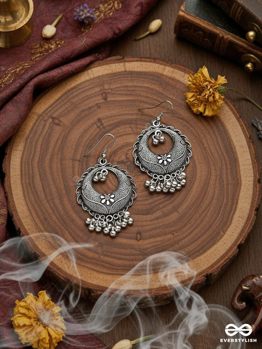 The Intricate Mesh Chandbalis- Oxidised Boho Earrings