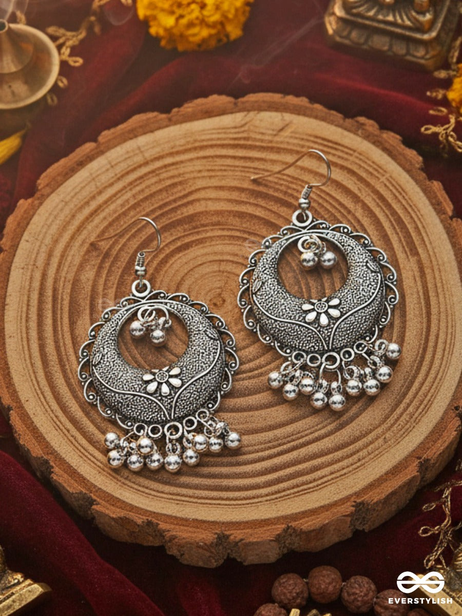 The Intricate Mesh Chandbalis- Oxidised Boho Earrings