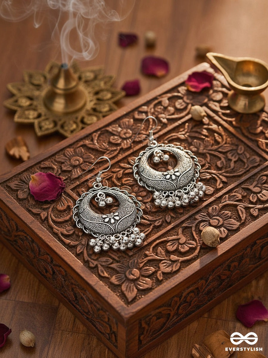The Intricate Mesh Chandbalis- Oxidised Boho Earrings