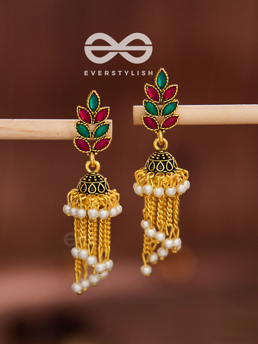 The Olive Branch Pearl Embellished Headturner Jhumkis