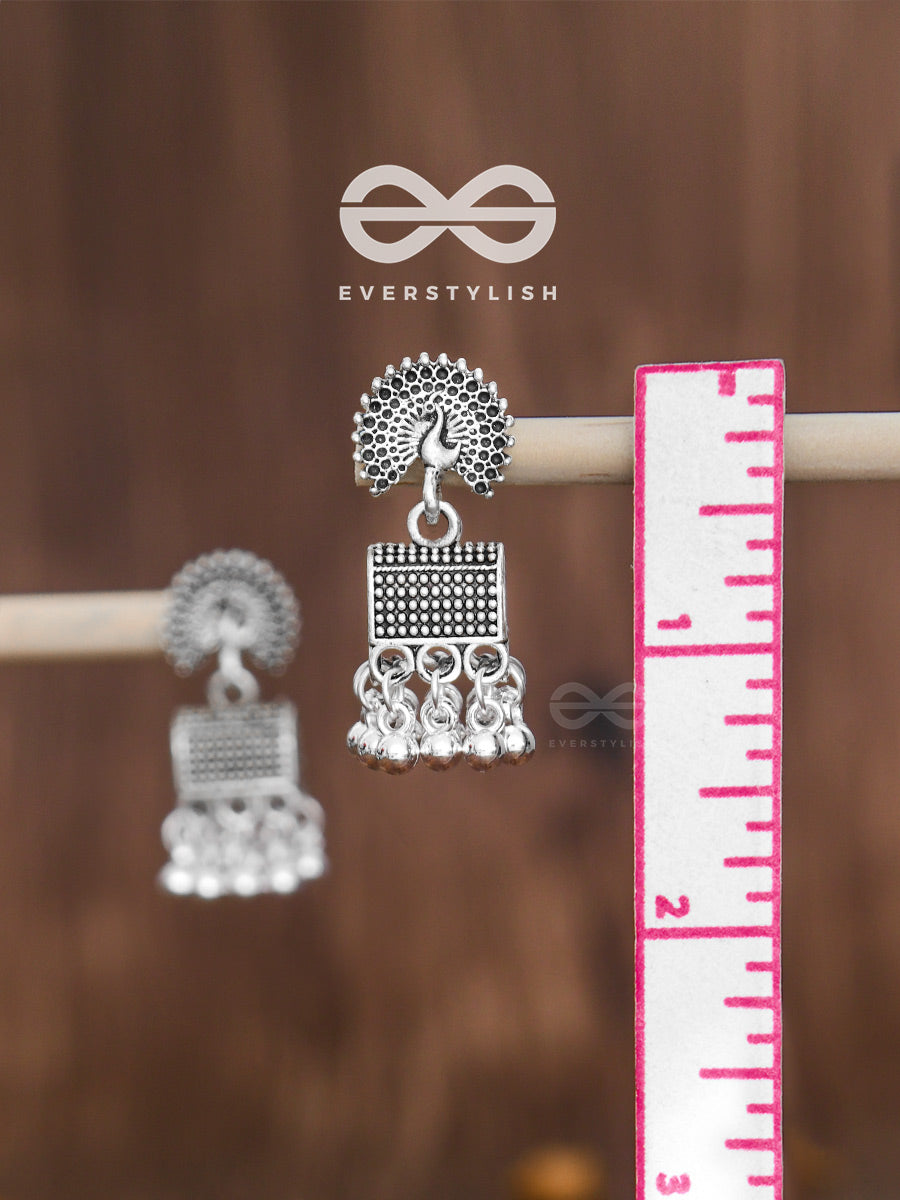 The Fanning Peacock Cylindrical Jhumkis - Tiny Trinket Collection