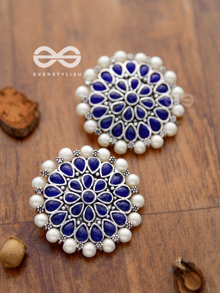 The Headturner's Blissful Blue And Pearls Statement Earrings