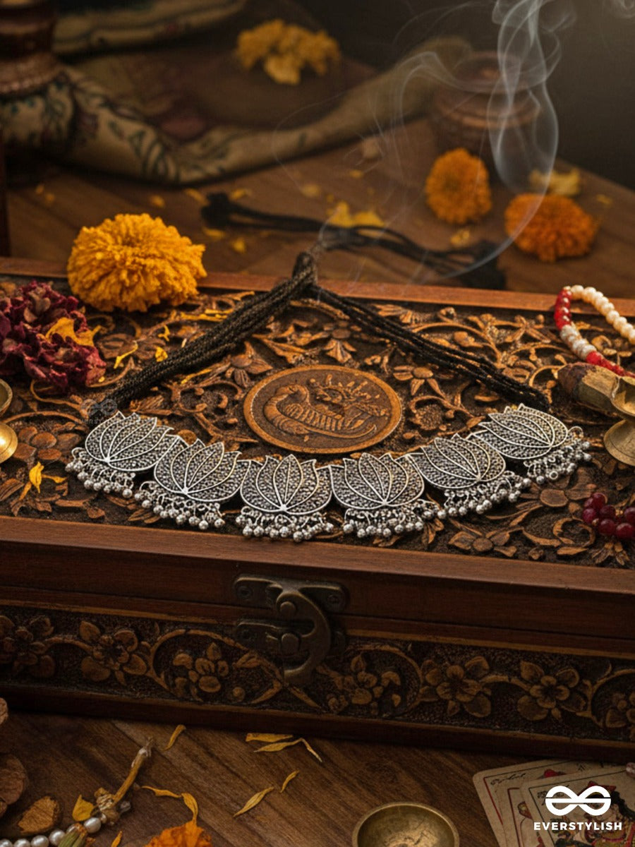 The Statement Lotus Choker - Oxidised Boho Collection