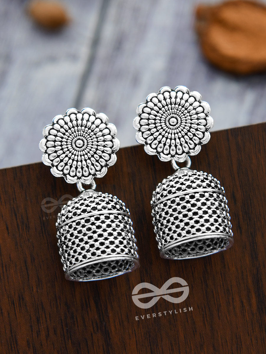 The Untold Mystery- Oxidised Boho Cylindrical Jhumki