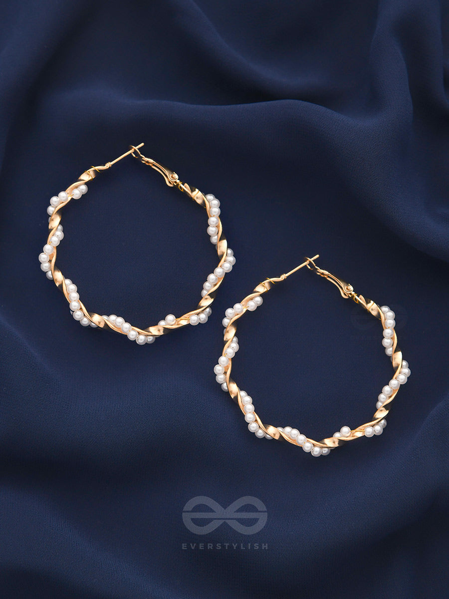 A Twist Of Pearls - Statement Golden Hoops