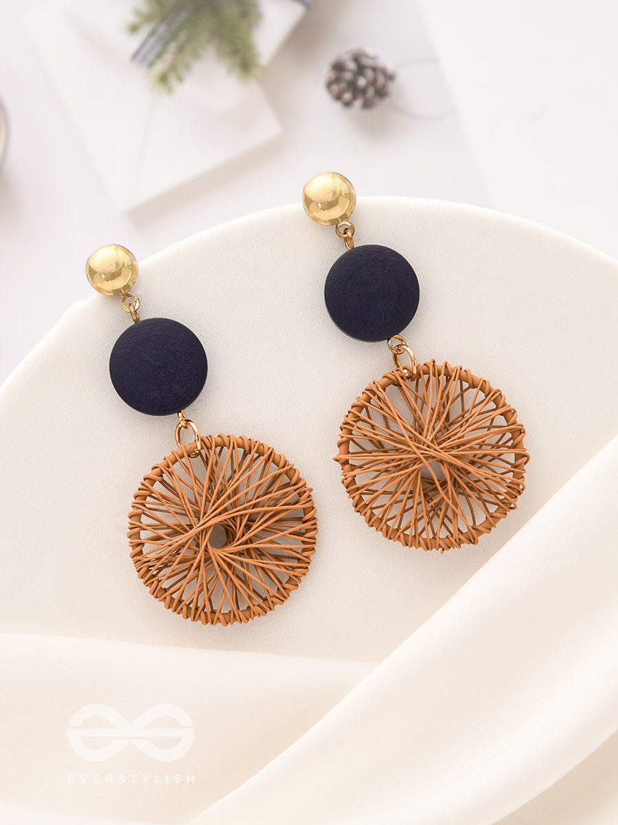The Chic Woven Chakras (Brown) - Statement Dangler Earrings
