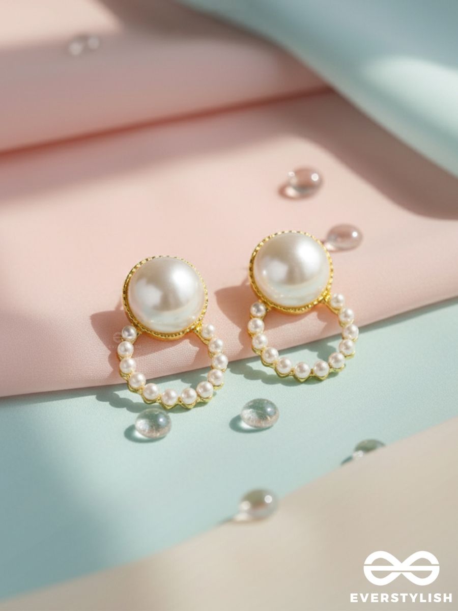 The Pearls Of Beauty - Golden Statement Stud Earrings