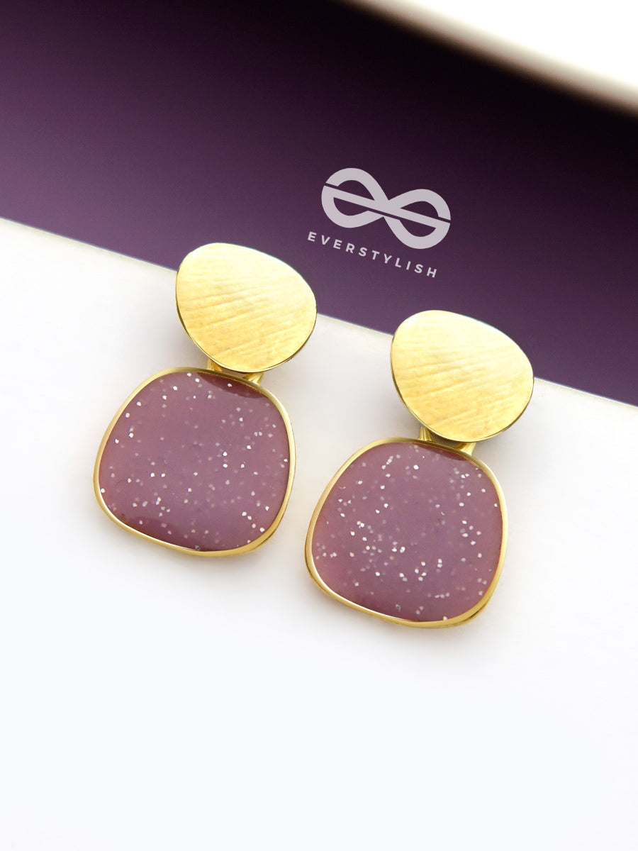 The Classy Shimmer - Statement Golden Earrings (Burgundy)