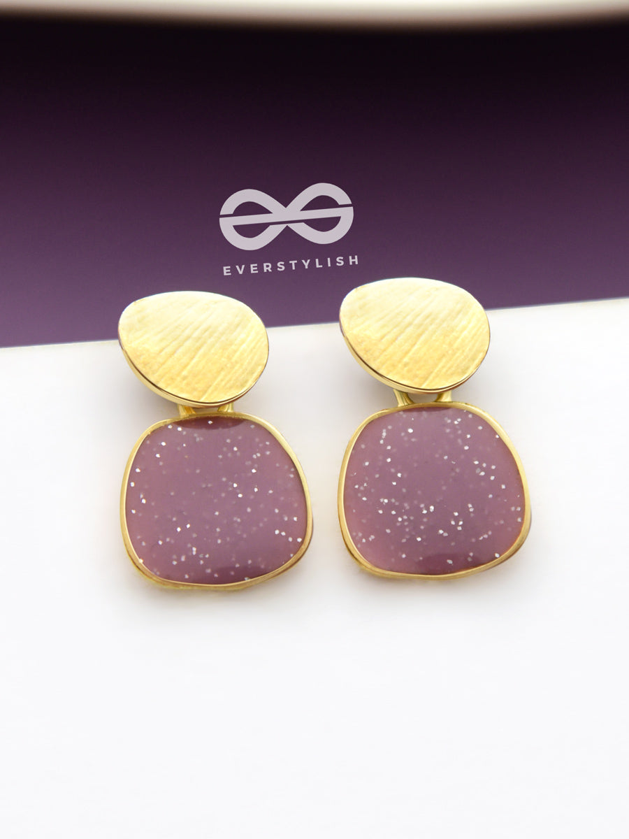 The Classy Shimmer - Statement Golden Earrings (Burgundy)